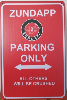 Zundapp Parking Only reclamebord metaal