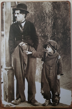 Charlie Chaplin Kid Reclamebord metaal