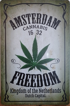 Amsterdam Cannabis Freedom metalen wandbord
