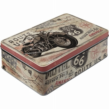 Route 66 bike map metalen voorraadblik koektrommel