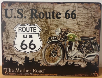 US route 66 groene motor metalen wandbord
