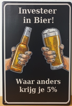 Investeer in Bier Reclamebord metaal