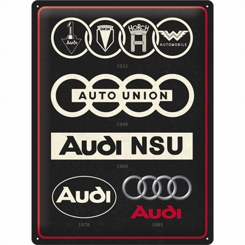 Audi logo evolution metalen reclamebord