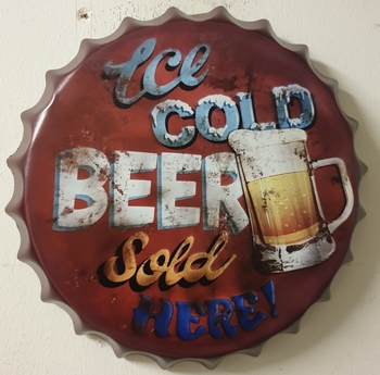Ice cold beer sold here metalen bierdop