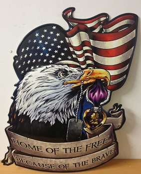 Adelaar amerikaanse vlag uitgesneden metalen reclame