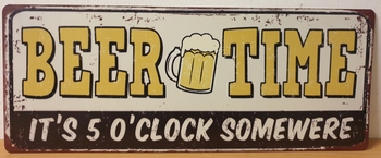 Beer time its 5 o clock somewhere metalen wanbord