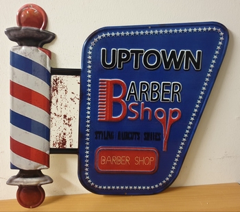 Barbershop uptown groot metalen wandbord kapper