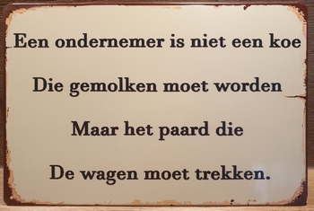 Ondernemer niet een Koe Reclamebord metaal