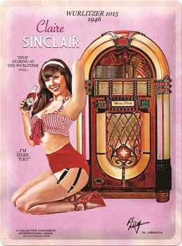 Jukebox wurlitzer 1015 claire sinclair relief wandbord