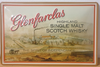 Glenfarclas whiskey single malt metalen wandbord relief