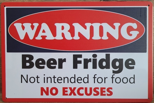 Warning Bier Fridge Bier koelkast reclamebord metaal