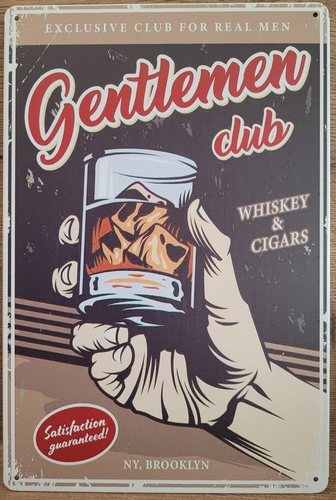 Whiskey Gentleman club reclamebord metaal