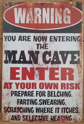 Mancave you're now entering reclamebord van metaal 30x