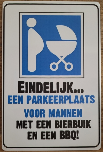 BBQ en Bierbuik Parking parkeerplaats mannen reclamebo
