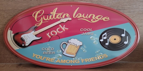 Guitar lounge your among friends ovaal wandbord