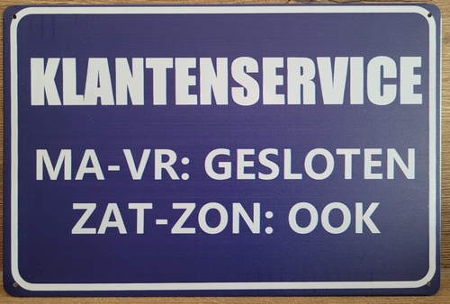 Klantenservice Gesloten Reclamebord metaal