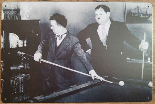 Laurel hardy Pool biljart dik en dun reclamebord metaal