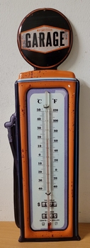 Garage oranje XXL thermometer metaal
