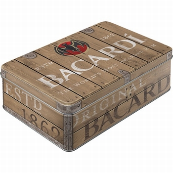 Bacardi wood logo koekblik voorraadblik