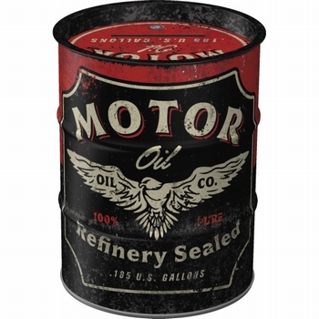 Motor oil barrel spaarpot metaal