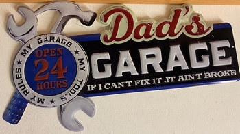 Dads garage xl uitgesneden metalen reclame bord