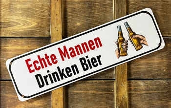 Echte Mannen drinken bier reclamebord van metaal