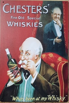 Chester's Whisky reclamebord metaal