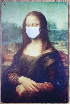 Mona Lisa Mondkapje reclamebord van metaal
