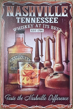 Nashville Tennessee whiskey wandbord metaal