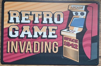 Retro Game invading arcade game reclamebord metaal