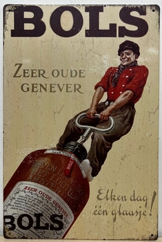 Bols zeer oude genever metalen reclamebord