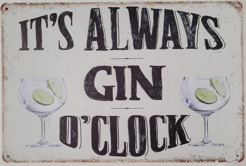 It's always gin o clock metalen wandbord