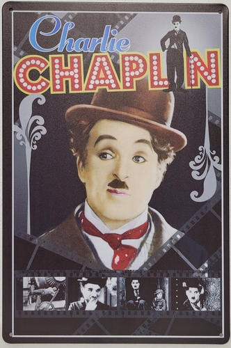 Charly Chaplin kleur metalen wandbord films