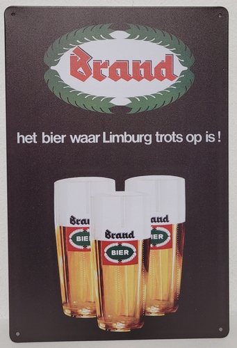 Brand bier 3 glazen metalen reclamebord