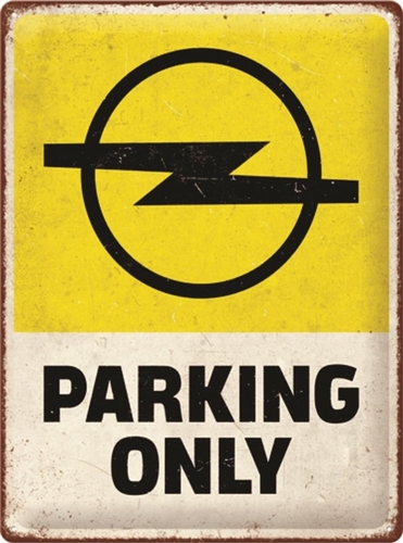 Opel parking only metalen reliëf reclamebord