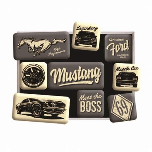 Mustang Ford the boss setje van 9 magneetjes
