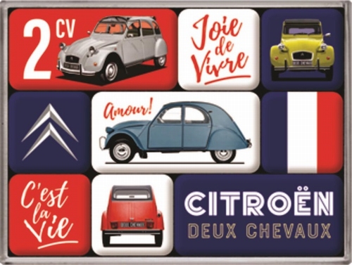 Citroën 2cv cést la vie setje van 9 magneetjes