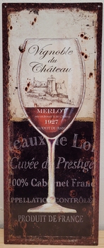 Merlot rode wijn glas metalen wandbord