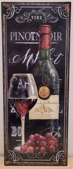 Pinot noir rode wijn glas fles metalen wandbord
