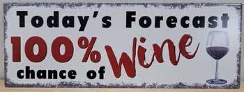 Todays forecast 100% change of wine metalen wandbord