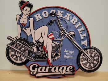 Rockabilly garage pinup motor metalen uitgesneden xl