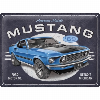 Ford mustang 1969 mach1 blue special edition metalen