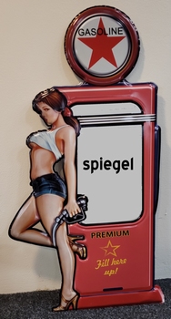 Pin up spiegel fill here up metalen wandbord groot