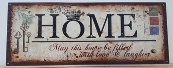 Home love laughter metalen wandbord