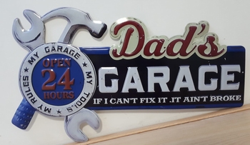 Dads garage metalen wandbord uitgesneden groot