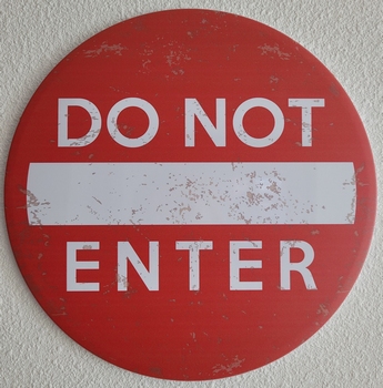 Do not enter rond metalen wandbord