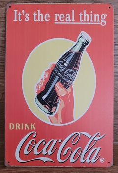 Coca cola the real thing metalen reclamebord wandbord