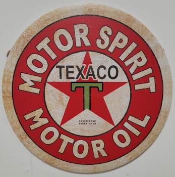 Texaco motor oil metalen reclamebord rond