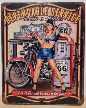 Dependable service with a smile pinup metalen bord