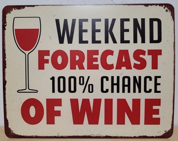 Weekend forecast 100%change of wine metalen wandbord